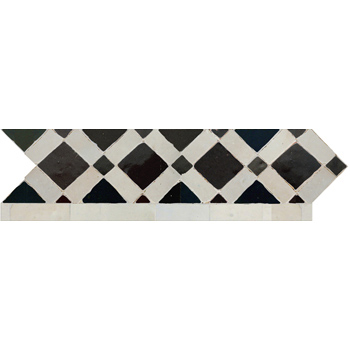 Mosaic House Moroccan tile Fes B 6-1 Custom White,   Black,    solid zellige, mosaic, zellij, border, glaze, traditonal, classic 